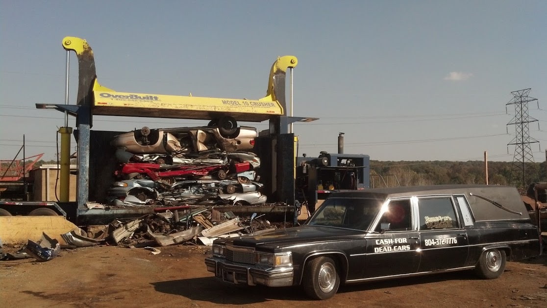 hearse at the car crusher